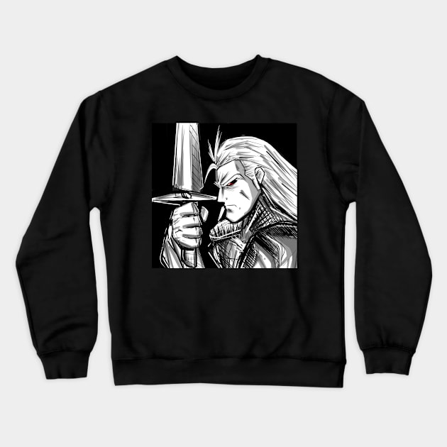 the witcher in sword wish Crewneck Sweatshirt by jorge_lebeau